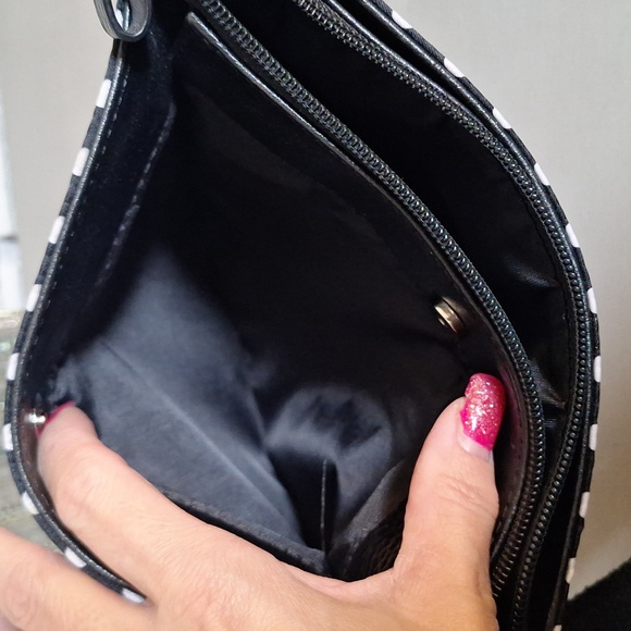 Naturalizer Black/White Polka Dot Crossbody Bag. - Picture 10 of 13